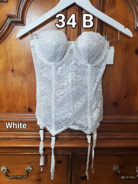 Vintage Goddess White Lace Strapless Corset Bustier 34B NOS NWT Bridal